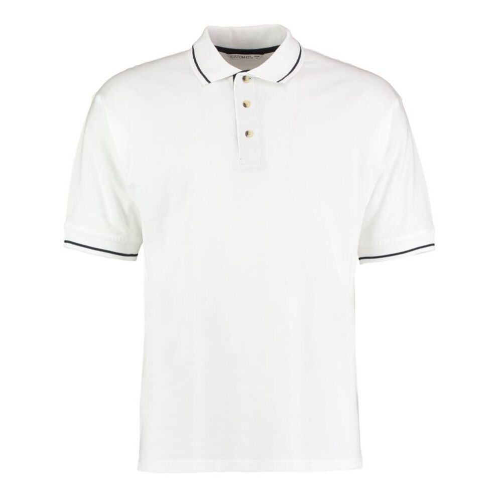 Kustom Kit Mens St Mellion Classic Polo Shirt / White/Navy